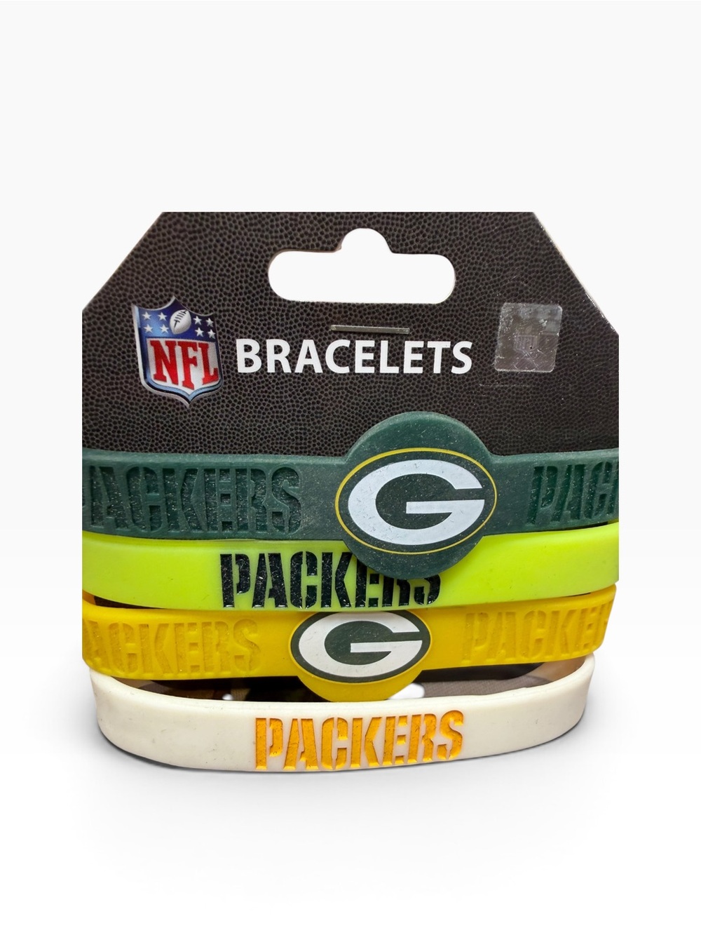 Green Bay Packers NFL Silicone Bracelets 4-Pack Aminco New